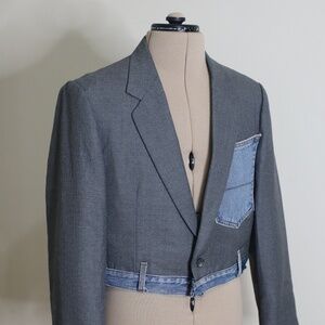Stylish Upcycled Blazer with Denim Details